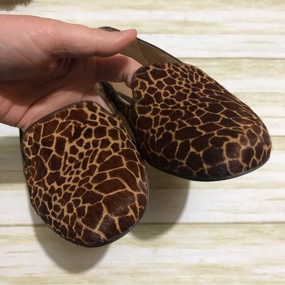 Fossil Calabash Giraffe Animal Print Leather Calf Hair Flats Loafers Size 9 - Picture 2 of 10